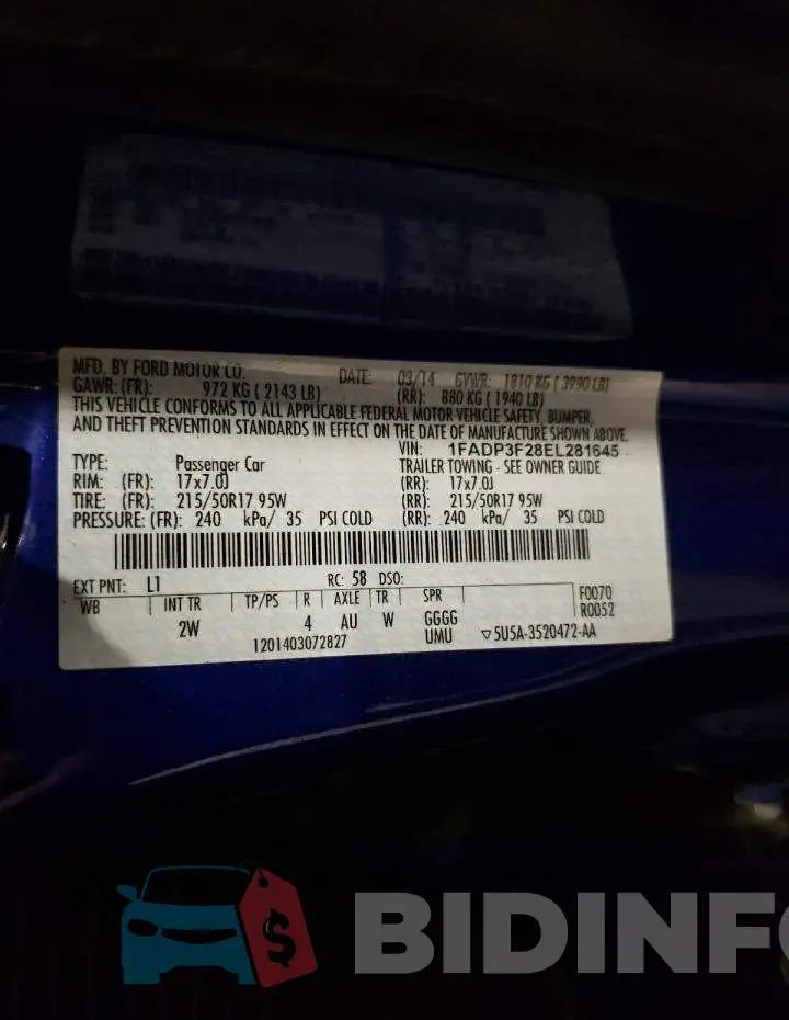 1FADP3F28EL281645 Photo# 12