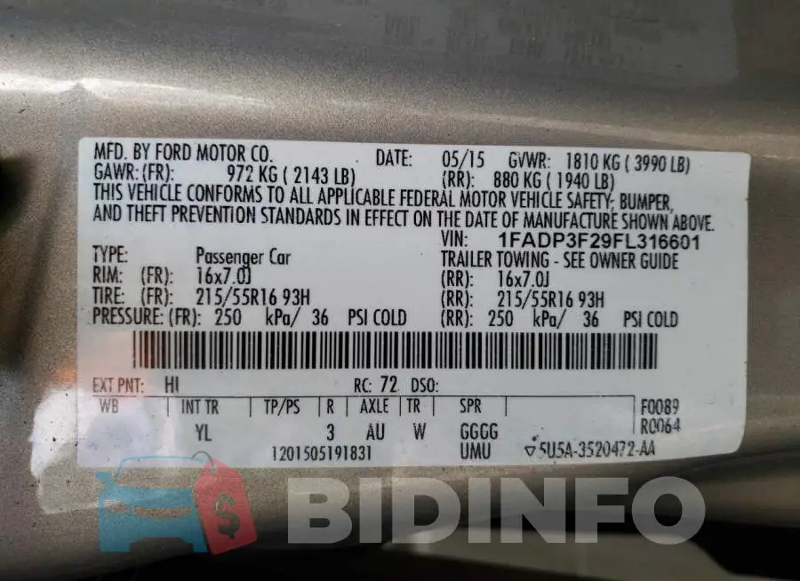 1FADP3F29FL316601 Photo# 12