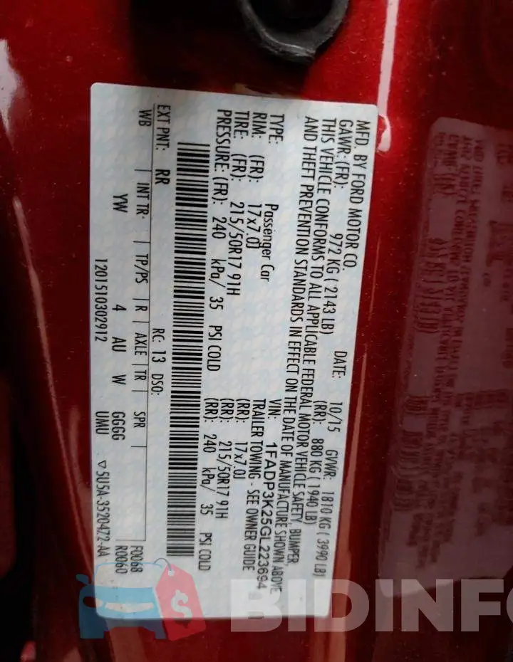 1FADP3K25GL223694 Photo# 12