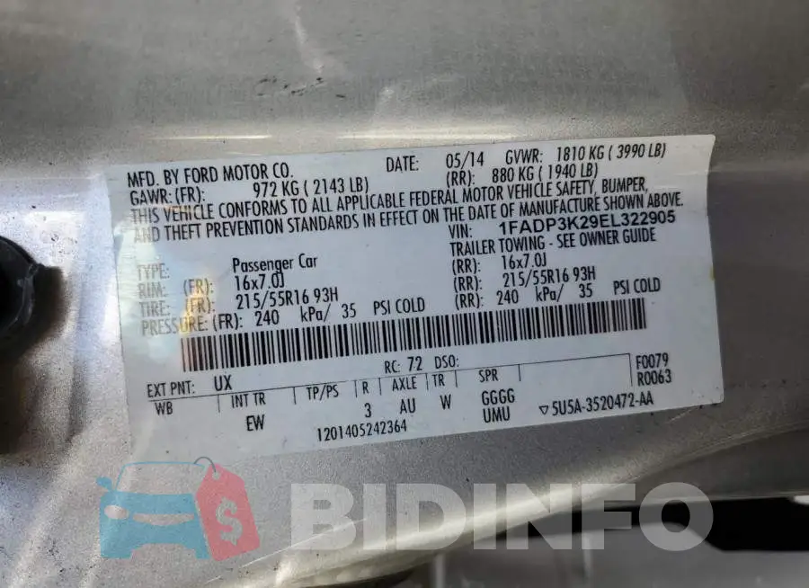 1FADP3K29EL322905 Photo# 13