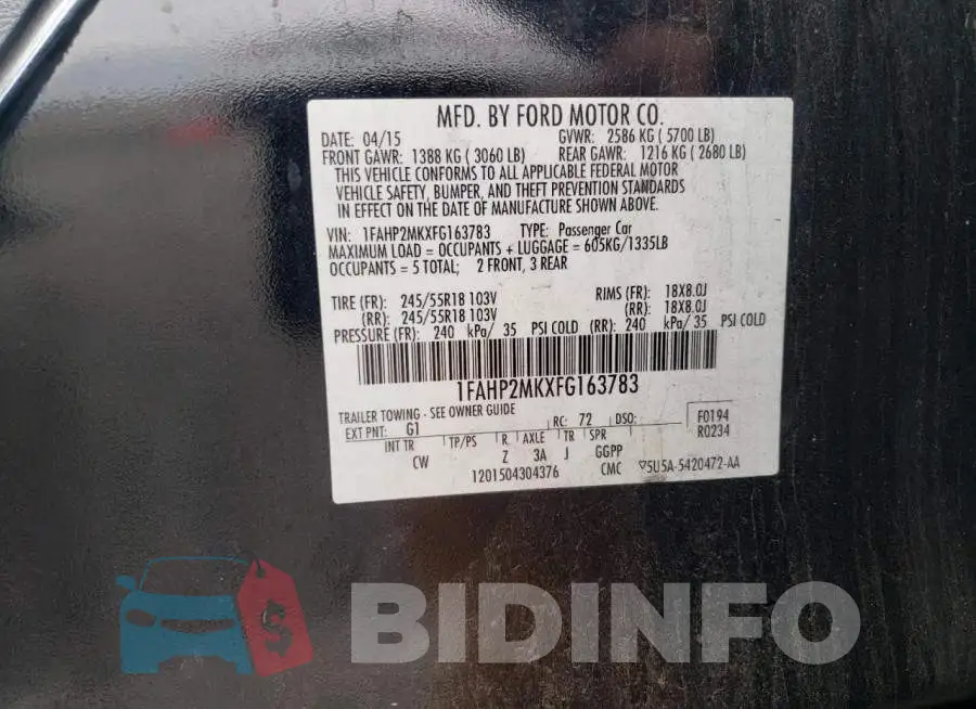 1FAHP2MKXFG163783 Photo# 12