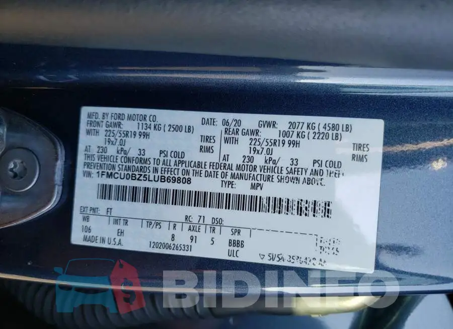 1FMCU0BZ5LUB69808 Photo# 13