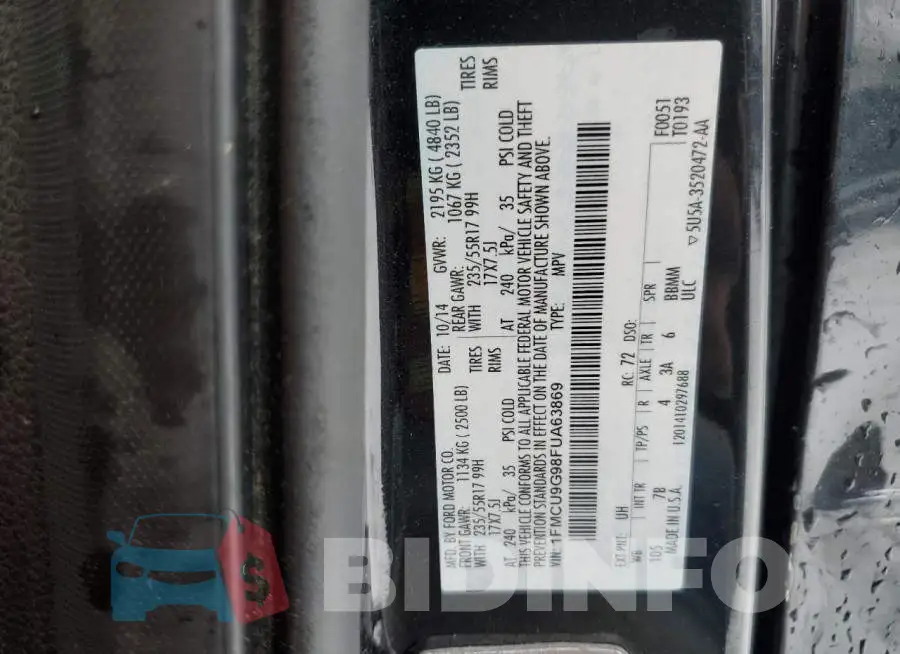1FMCU9G98FUA63869 Photo# 12