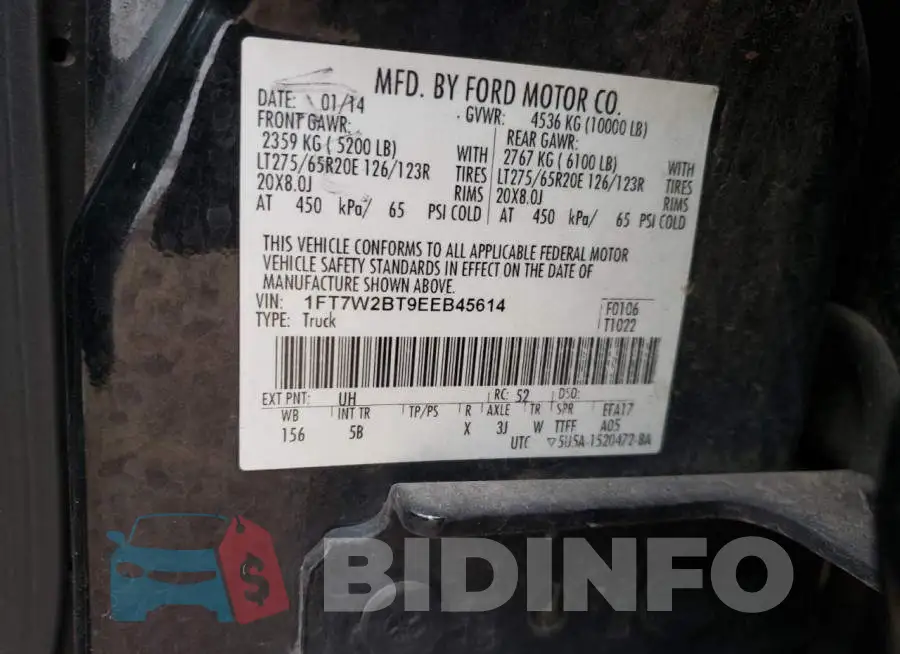 1FT7W2BT9EEB45614 Photo# 12