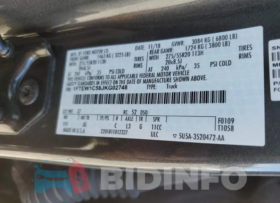 1FTEW1C58JKG02748 Photo# 12