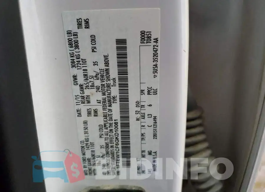 1FTEW1CF6GKD10081 Photo# 13