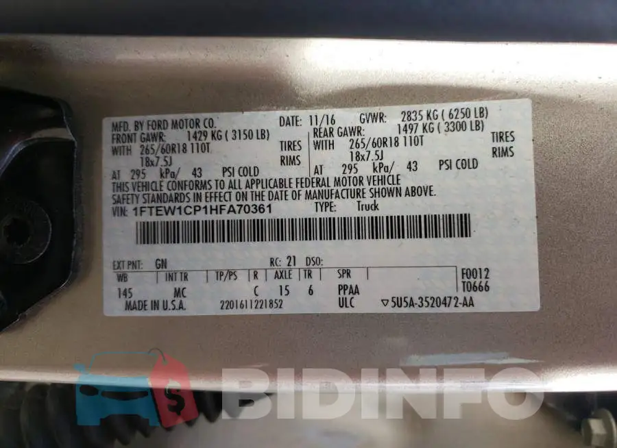 1FTEW1CP1HFA70361 Photo# 12