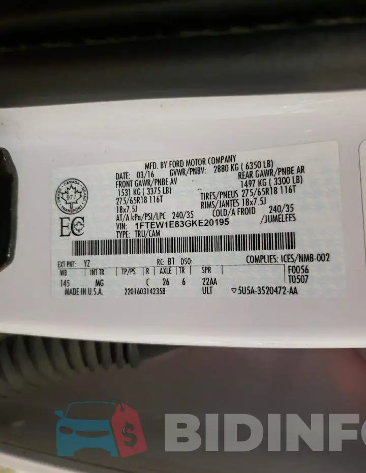 1FTEW1E83GKE20195 Photo# 12