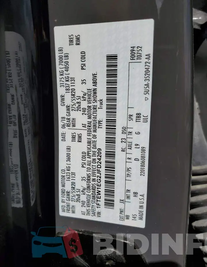 1FTEW1EG2JFD24209 Photo# 12