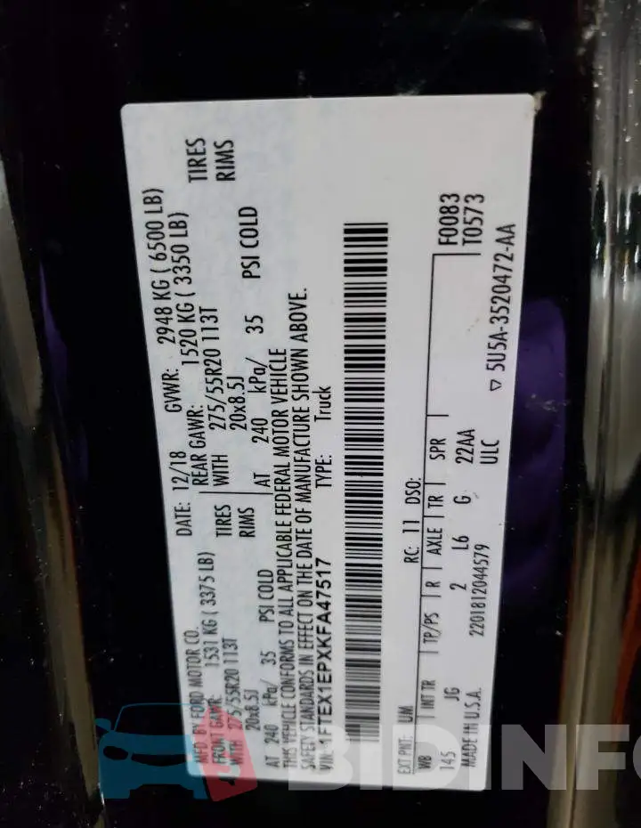 1FTEX1EPXKFA47517 Photo# 13