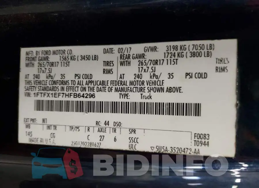 1FTFX1EF7HFB64296 Photo# 12