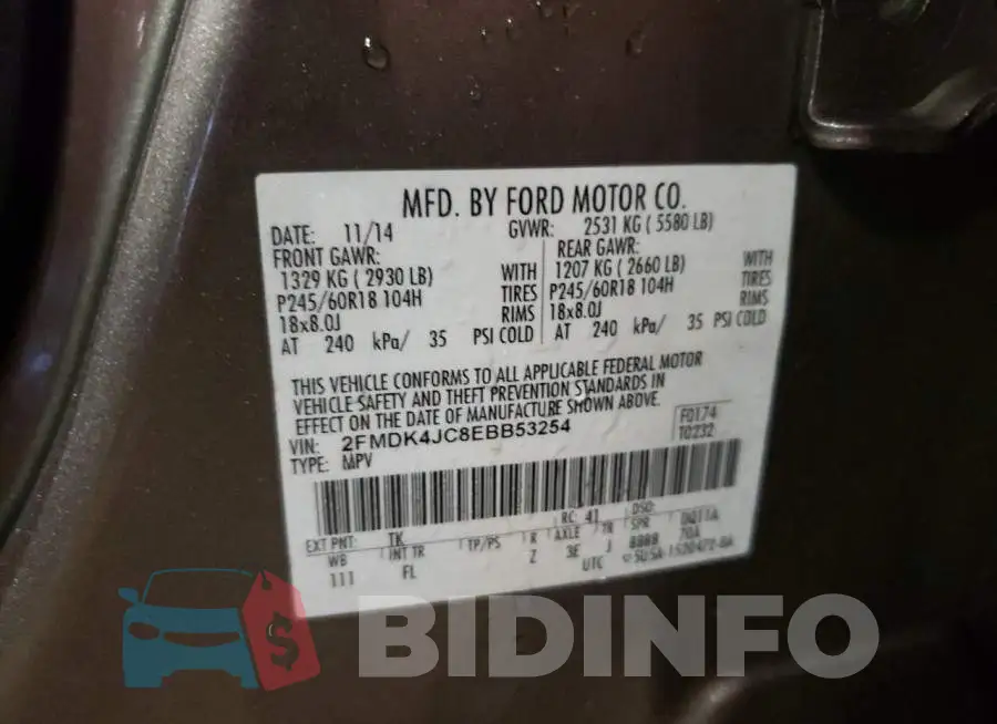 2FMDK4JC8EBB53254 Photo# 13