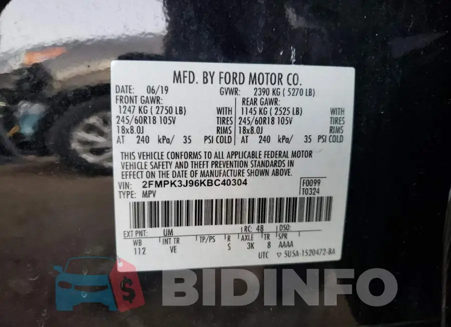 2FMPK3J96KBC40304 Photo# 13