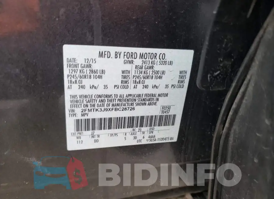 2FMTK3J9XFBC28726 Photo# 13