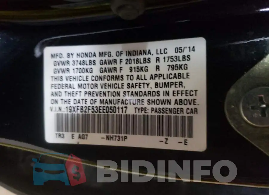 19XFB2F53EE050117 Photo# 12