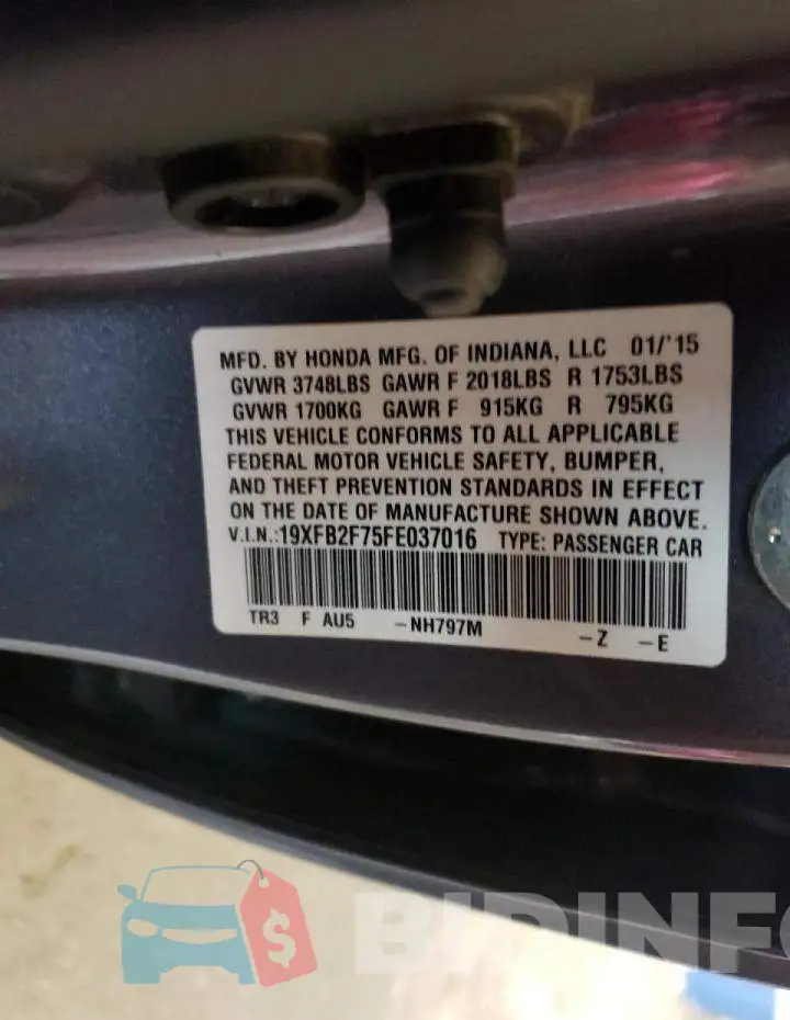 19XFB2F75FE037016 Photo# 12