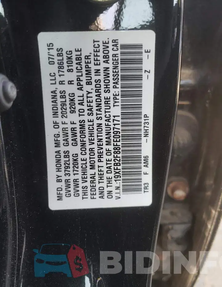 19XFB2F88FE097171 Photo# 12