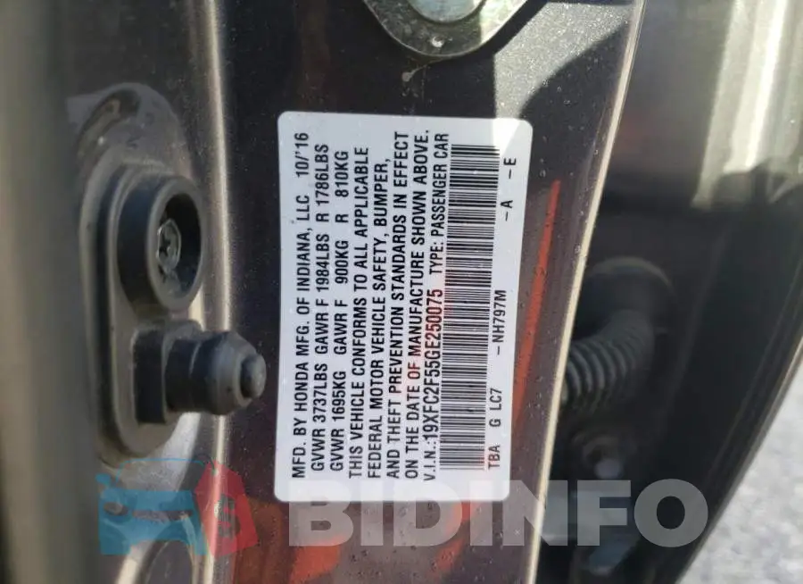 19XFC2F55GE250075 Photo# 12