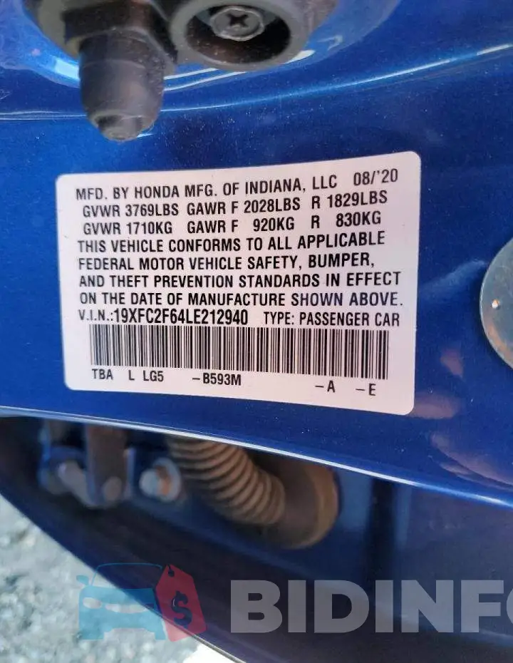 19XFC2F64LE212940 Photo# 12