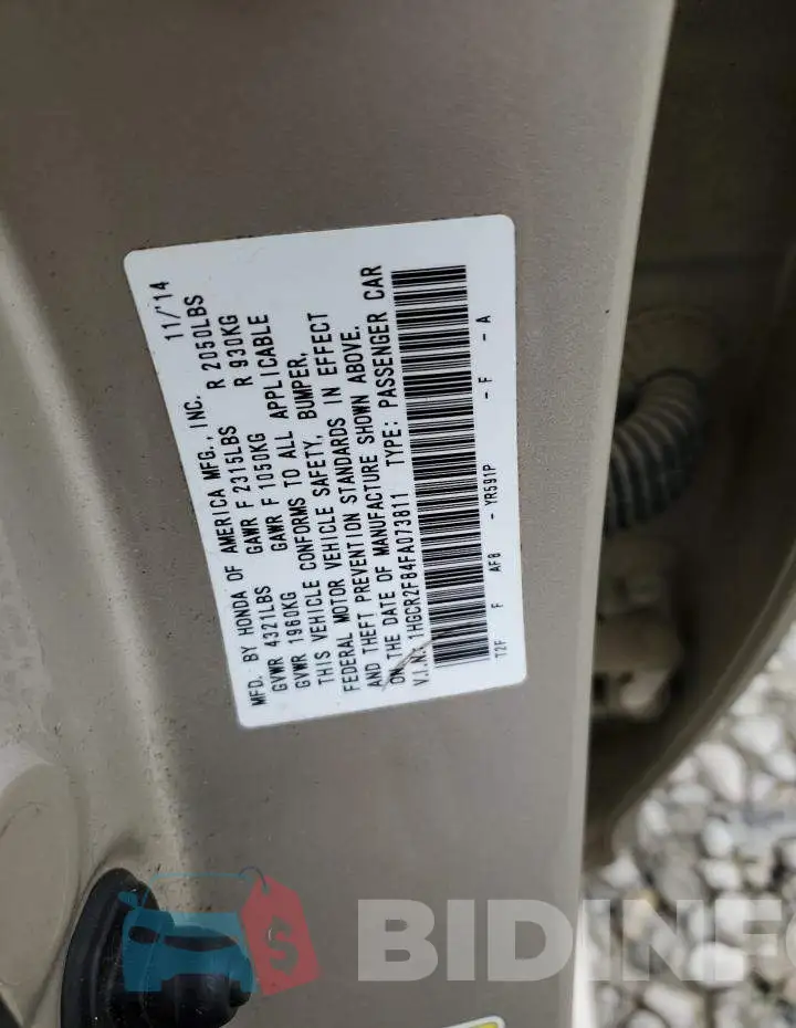 1HGCR2F84FA073811 Photo# 12
