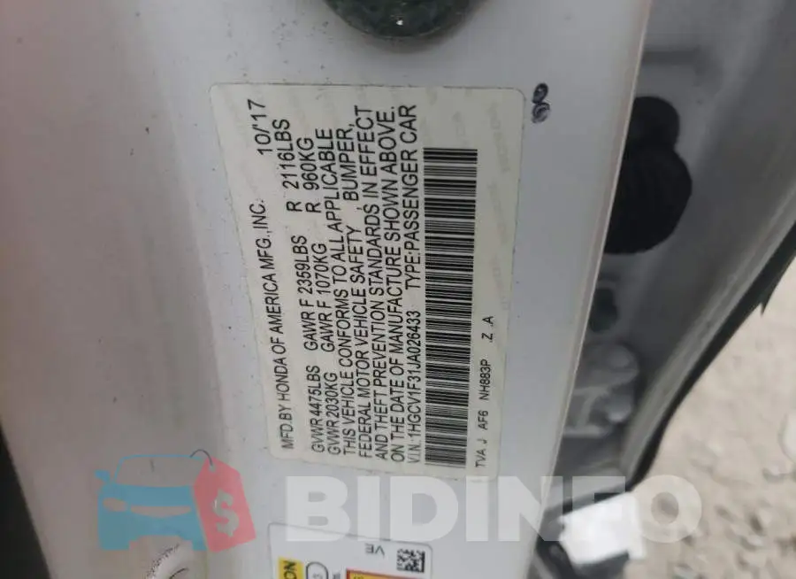 1HGCV1F31JA026433 Photo# 12