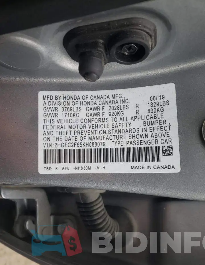 2HGFC2F65KH588079 Photo# 12