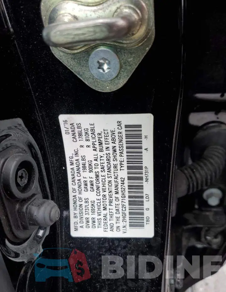 2HGFC2F71GH527442 Photo# 12