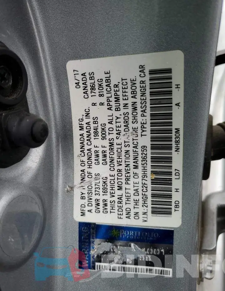2HGFC2F79HH536259 Photo# 12