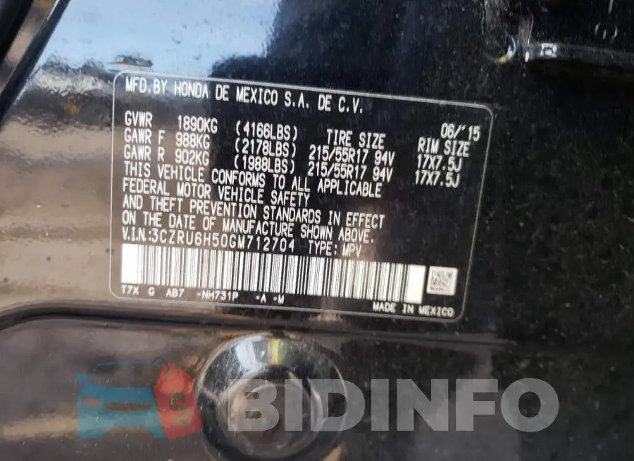 3CZRU6H50GM712704 Photo# 13
