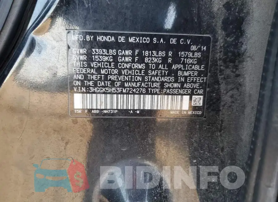 3HGGK5H53FM724276 Photo# 12