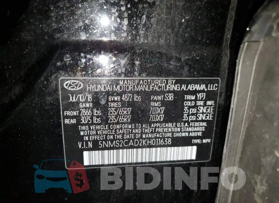 5NMS2CAD2KH011638 Photo# 14
