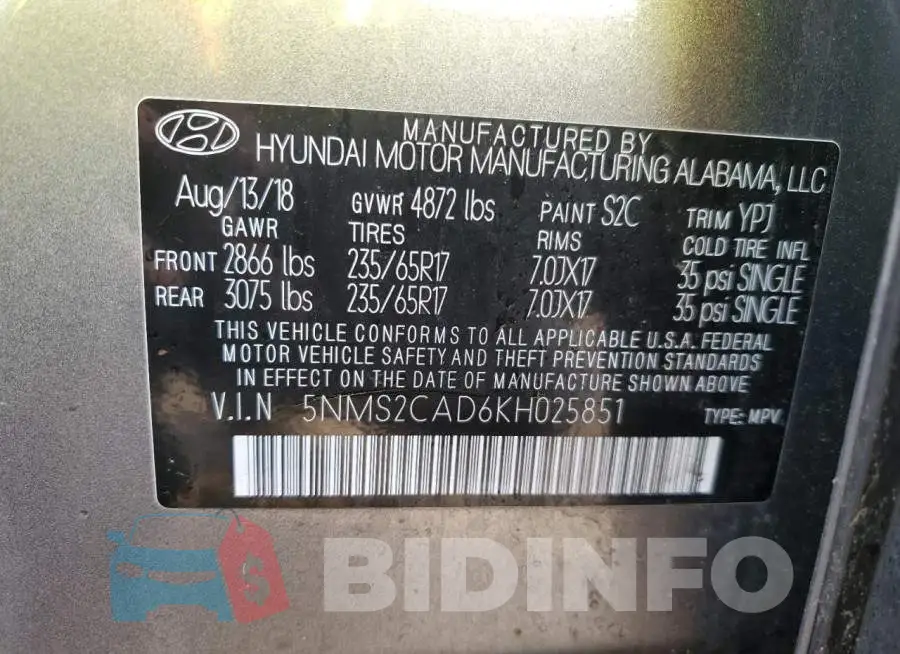 5NMS2CAD6KH025851 Photo# 13