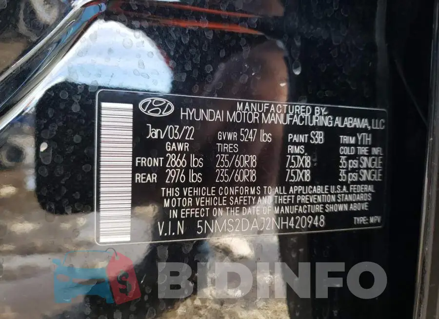 5NMS2DAJ2NH420948 Photo# 13