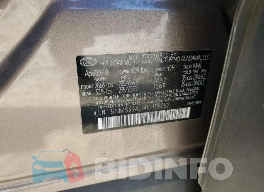 5NMS33AD4KH118252 Photo# 14
