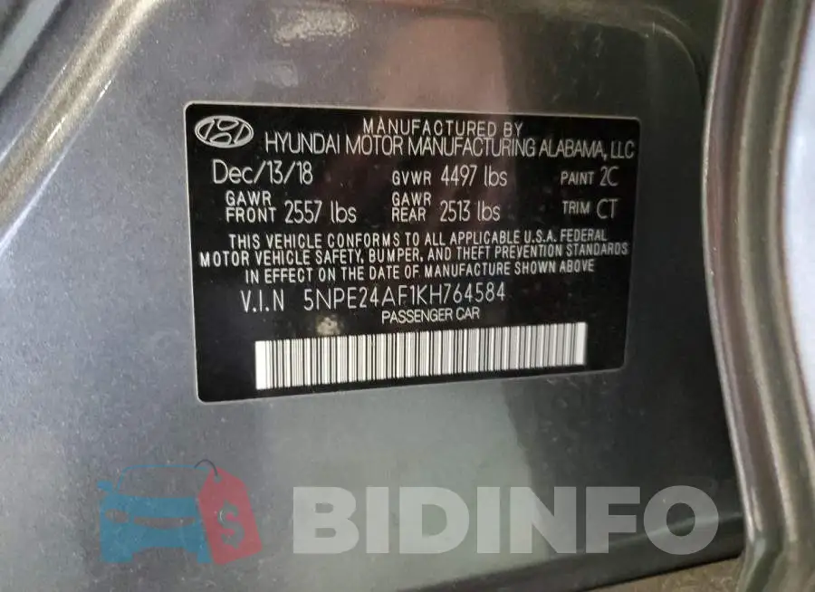 5NPE24AF1KH764584 Photo# 12