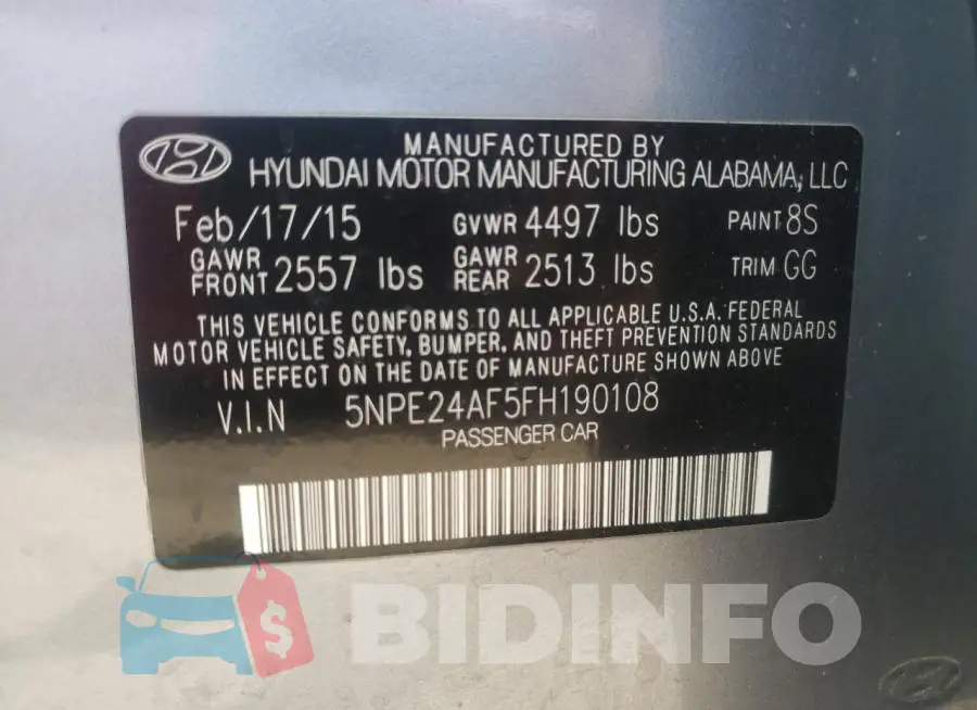 5NPE24AF5FH190108 Photo# 12
