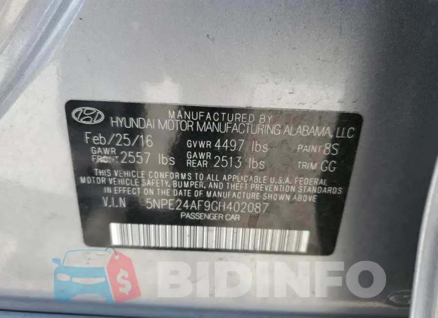 5NPE24AF9GH402087 Photo# 12
