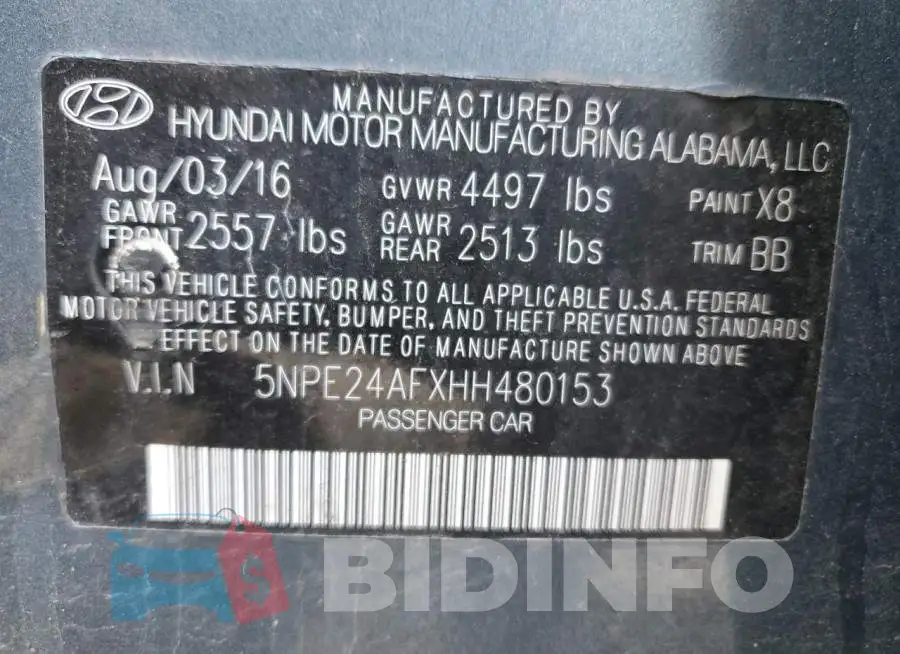 5NPE24AFXHH480153 Photo# 13
