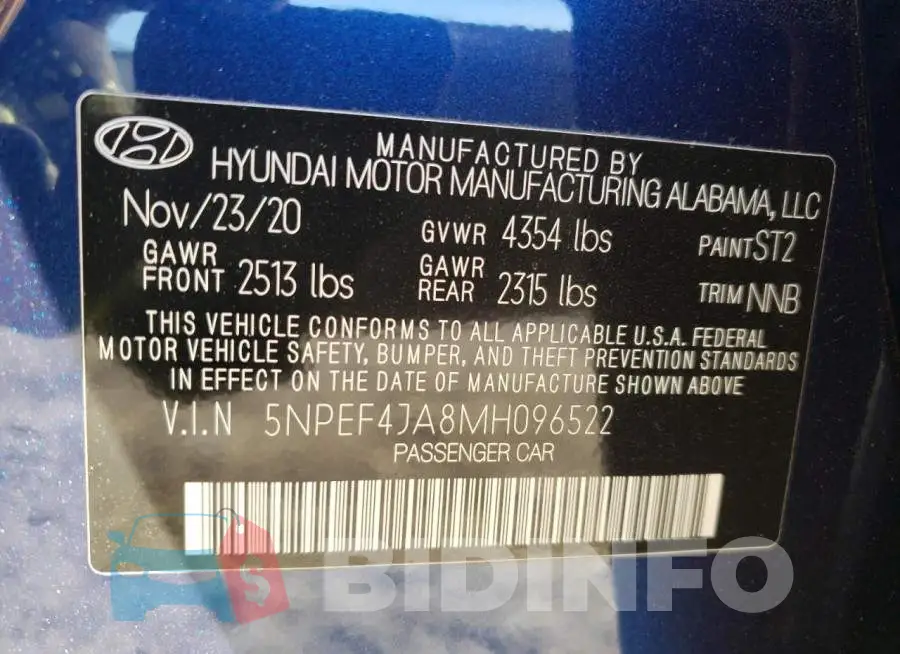 5NPEF4JA8MH096522 Photo# 12