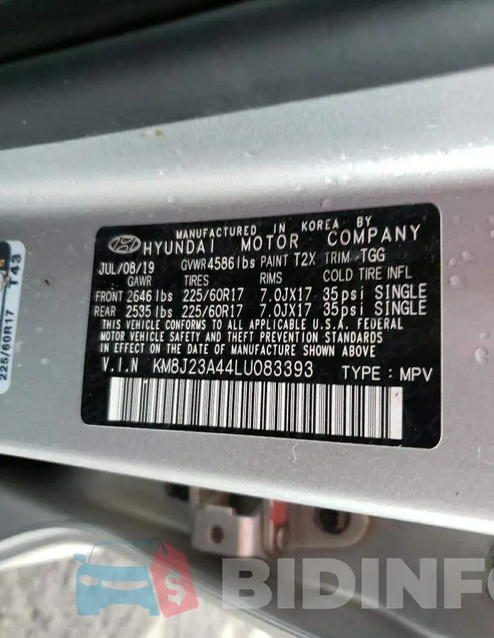 KM8J23A44LU083393 Photo# 13