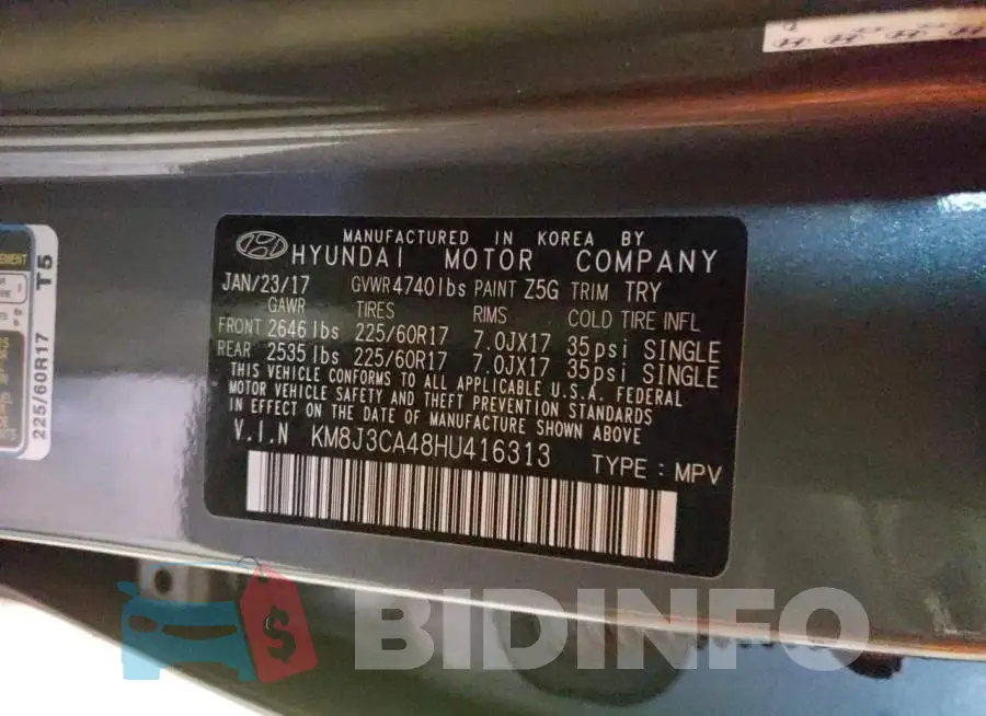KM8J3CA48HU416313 Photo# 13