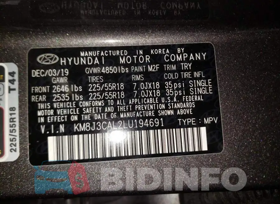 KM8J3CAL2LU194691 Photo# 13
