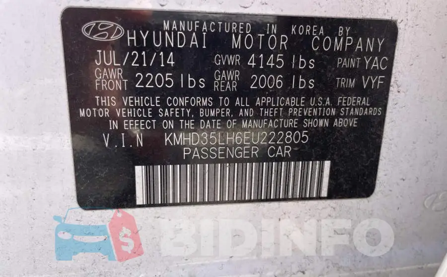 KMHD35LH6EU222805 Photo# 10