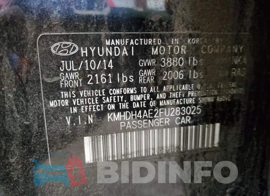 KMHDH4AE2FU283025 Photo# 12