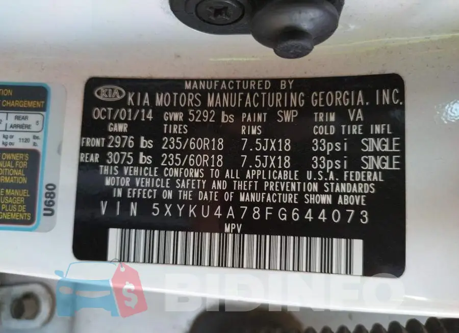 5XYKU4A78FG644073 Photo# 12
