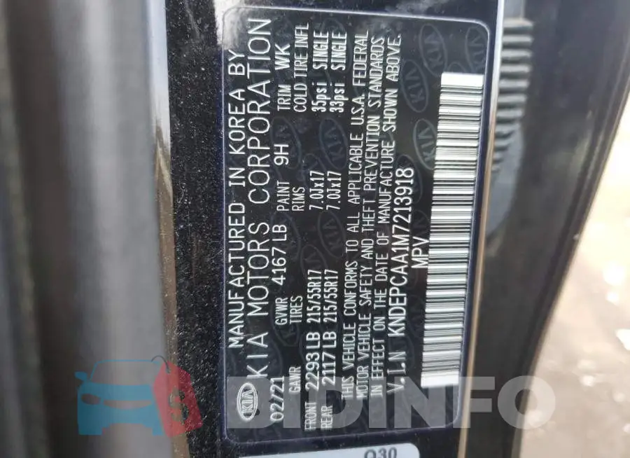 KNDEPCAA1M7213918 Photo# 13
