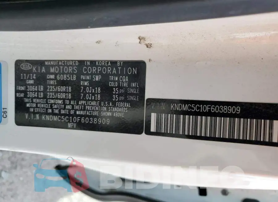 KNDMC5C10F6038909 Photo# 13