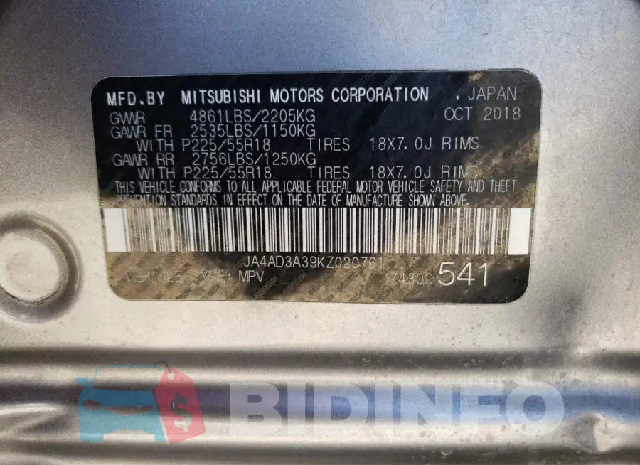JA4AD3A39KZ020761 Photo# 14
