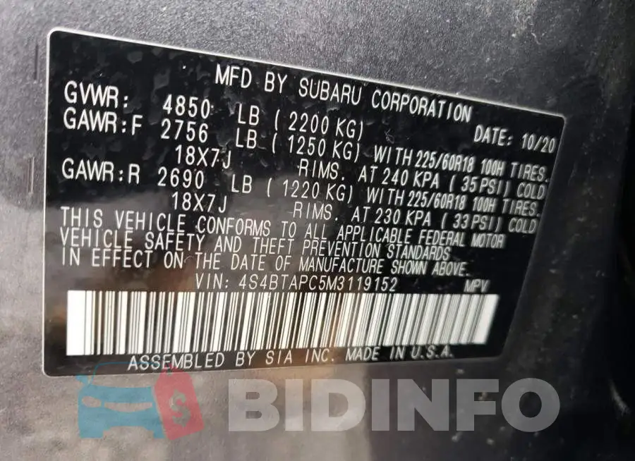 4S4BTAPC5M3119152 Photo# 12