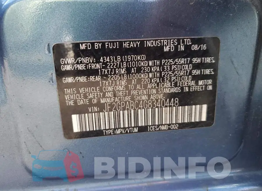 JF2GPABC4G8340448 Photo# 12